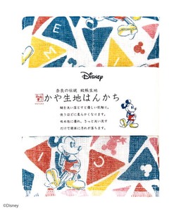 【日本製】Disney ディズニー かや生地 ハンカチ 『トライアングルミッキー』奈良の 蚊帳生地 使用