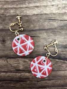 Hasami ware Pierced Earring Earrings Red Crystals Made in Japan