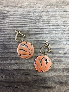 Hasami ware Pierced Earring Earrings Daisy Orange Made in Japan