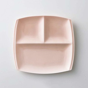 小田陶器titto(チット) 3つ仕切皿(角) ピンク[日本製/美濃焼/洋食器]