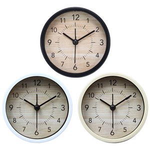 Table Clock Round 3 Colors Black White Natural