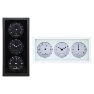 Table Clock Hygrometer Attached Vertical Black Horizontal White