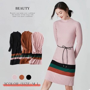 Casual Dress Knitted Long Sleeves Knit Dress One-piece Dress Ladies'