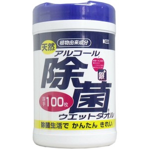天然 アルコール除菌ウェットタオル ボトル 厚手 100枚入【ペーパー類】