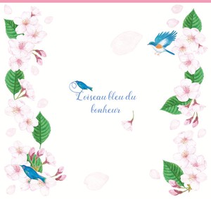 便箋　幸せの青い鳥と桜