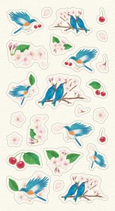 シール　幸せの青い鳥と桜