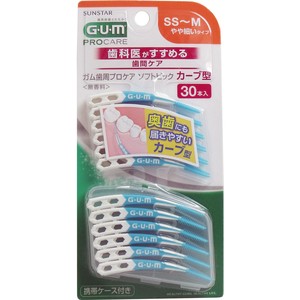 GUM ガム 歯周プロケア ソフトピック カーブ型 SS−M 30本入【オーラル】