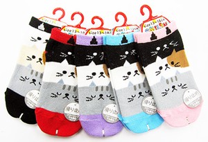 儿童袜子 猫图案 10双 日本制造