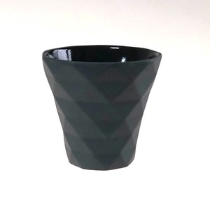 Diamond Cut Ceramic Cup Black