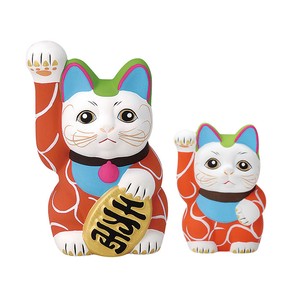 1Pc Fortune Ornament Welcoming Cat Arabesque Beckoning cat Red