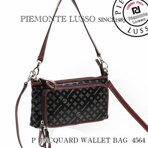 【PIEMONTE LUSSO】ジャガード　ブランドロゴを織り込んだ撥水お財布機能ななめ掛けショルダーバッグ