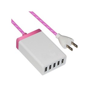 イルミネーションAC充電器 USB5ポート 最大合計6.5A ピンク CA-05PK