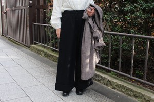 【2022年秋冬】日本製 ウールエターミンロング裾Wワイドパンツ　№818483