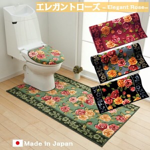 Elegant Rose Long Toilet Mat Made in Japan Antibacterial Deodorization