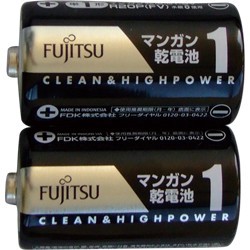 富士通 黒マンガン乾電池単1(2P) R20PFV(2S) 36-381