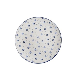 【Creative Co-Op Home】デザインプレート,Stoneware Plate w/ Floral Pattern Blue