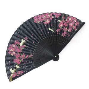 Silk Folding Fan Sakura Black