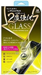iPhone8/7/6S/6対応 バリ硬 2度強化ガラス 光沢 iP7-GLW