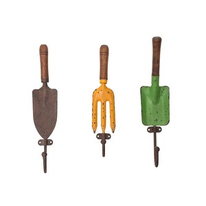 【Creative Co-Op Home】ウォールフック　ガーデンツール3種セット,Wood & Metal Garden Tool Hook