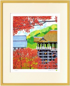 人気イラストレーター はりたつお ジクレー版画　「京都 秋の清水寺」　四つ切