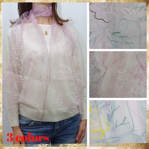 3 Colors Silk 100 Floral Pattern Embroidery Silk Flower Embroidery Stole 889