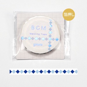 【2019新作】BGM マスキングテープ 「SP“箔押し 記号” スクエア・青」5mm MASKING TAPE