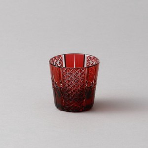 Edo-kiriko Drinkware Red Sake Cup Created by Tatsuya Nemoto Crystal