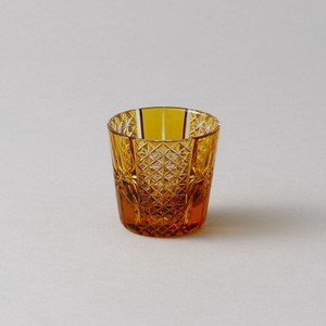 江户切子 玻璃杯/杯子/保温杯 Tatsuya Nemoto制造 清酒杯 黄色 水晶