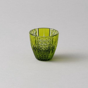江户切子 玻璃杯/杯子/保温杯 Tatsuya Nemoto制造 绿色 清酒杯 水晶
