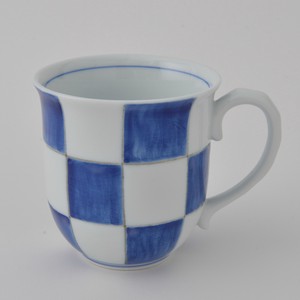 HASAMI Ware Hand-Painted Checkered Mug Pottery Made in Japan