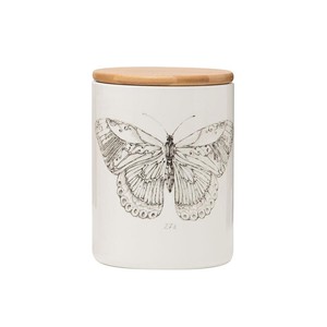【Creative Co-Op Home】Daphneデザイン キャニスター,Bamboo Lid & Butterfly