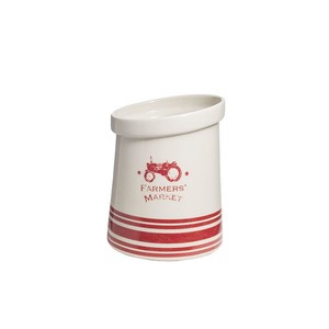 【Creative Co-Op Home】Chadデザイン カトラリーホルダー,"Farmers Market" Crock w/ Tractor Decal