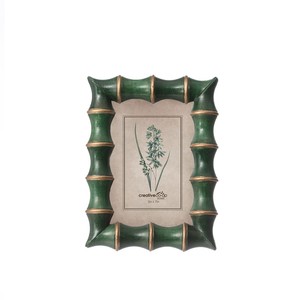 【Creative Co-Op Home】フォトフレーム,Resin Bamboo Photo Frame Green & Gold