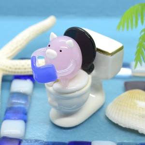 "Glass Figurine Object" Toilet pig