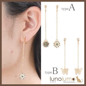 Clip-On Earrings Earrings Reversible Flower Mini Butterfly Long Ladies'