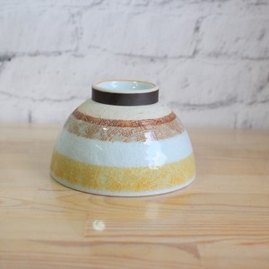 【2019新作】茶碗　ニットボーダー（YE）　日本製　波佐見焼　飯碗　アパレル