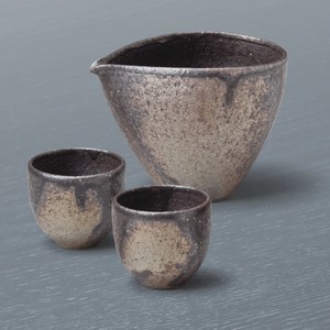 SHIGARAKI Ware Smoked Lipped Bowl Pod Japanese Sake Cup