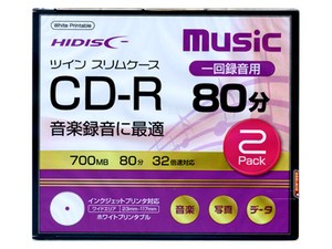 【音楽用CDR】CD−R　700MB音楽用32倍速（2枚入）プリンタブル
