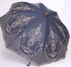 綿麻総刺繍　折りたたみ傘　晴雨兼用傘