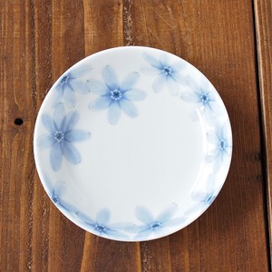 ≪受注生産≫【花しずか】 青  軽量4寸皿  [日本製 美濃焼］
