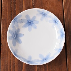 ≪受注生産≫【花しずか】 青  軽量5寸皿   [日本製 美濃焼］
