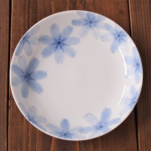 ≪受注生産≫【花しずか】 青  軽量6寸皿   [日本製 美濃焼］