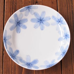 ≪受注生産≫【花しずか】 青  軽量7寸皿 [日本製 美濃焼］