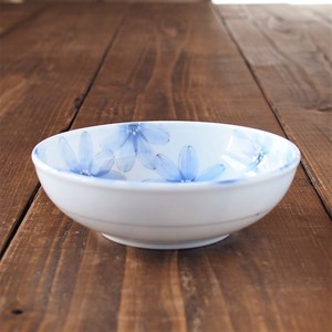 ≪受注生産≫【花しずか】 青  軽量煮物鉢 [日本製 美濃焼］