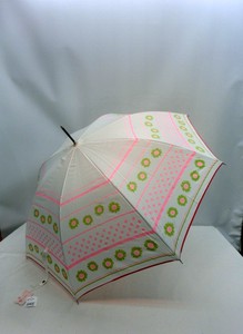 通年新作】雨傘・長傘-婦人　ポリエステル顔料プリントパステルフラワーボーダー柄ジャンプ長雨傘