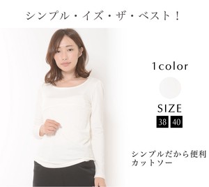 T-shirt Long Sleeves L Ladies' M Simple Cut-and-sew