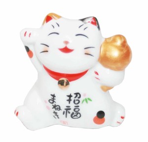 2019新作　025　陶器猫箸置金塊笑福まねき猫