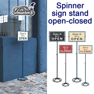 Spinner sign stand open-closed