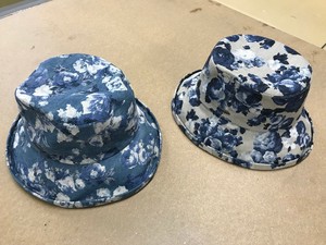 【ハット】【日本製】 帽子 リネンブレンドフラワーロングブリムハット