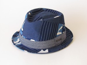 费多拉帽 靛蓝 春夏 男士 拼布 日本制造